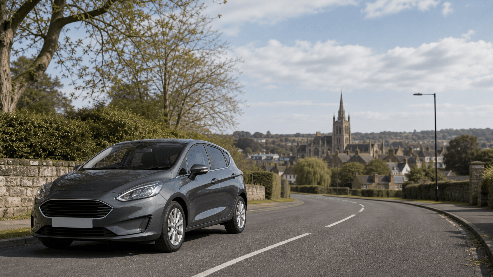 Compact hire car ready for practical travel around Abergavenny
